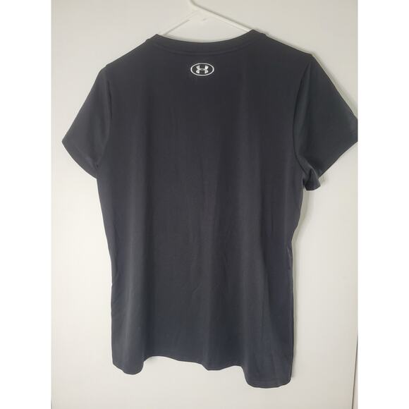 Under Armour Tech Script Crewneck Women's Black Pink Short Sleeve Top Size L - Picture 4 of 5